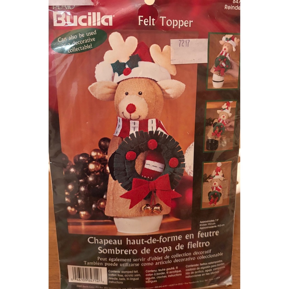 Vintage NIP Bucilla Felt Topper Reindeer Kit